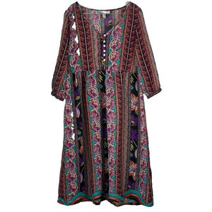 Love 21 Dress Women's Size Small Long Sheer Boho Chic Bohemian Floral Lagenlook